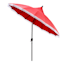 Red Dome Round Crank & Tilt Outdoor Patio Umbrella with Fringe, 9'