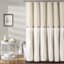 Natural Faux Linen Pleated Shower Curtain With Buttons 72X72