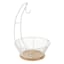 White Iron Chicken Wire Weave & Mango Wood Banana Holder & Fruit Basket