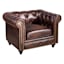 Chesterfield Tufted Brown Faux Leather Rolled Arm Chair