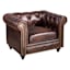 Providence Chesterfield Tufted Brown Faux Leather Rolled Arm Chair