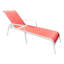 Stackable Coral Sling Patio Chaise Lounge Chair with White Frame