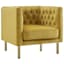Bendell Yellow Velvet Tufted Accent Club Chair with Gold Legs