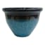 Blue Round Reactive Glazed Outdoor Planter, Large