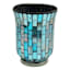 Blue Mosaic Glass Candle Holder, 6"
