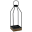 5X13 Metal Lantern With Wood Base