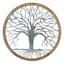 Metal & Wood Round Silver Tree Wall Art, 32"