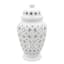 White Ceramic Cutout Canister, 11"
