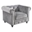 Providence Chesterfield Tufted Rolled Accent Chair, Grey Velvet