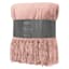 Blush Pink Fringe Plush Throw Blanket, 50x60