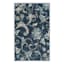 (D406) Navy Blue Floral Design Accent Rug, 2x4