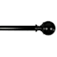 Alex 1/2" Black Finish Ball Adjustable Curtain Rod, 36-72"