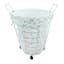 White Wire Laundry Hamper on Wheels with Removable Floral Print Liner