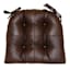 Nubuck Brown Faux Leather Quarter Panel Dining Chair Cushion with Ties