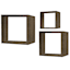 3-Piece Brown Wooden Cube Shelf Set, 12"