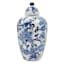 White and Blue Floral Jar with Lid, 14.5"