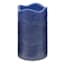 Honeybloom Set of 3 Dark Blue Wavy Top Wax LED Pillar Candles, 4"/5"/6"