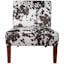 Cowhide-Print Fabric Slipper Chair, White & Brown