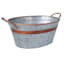 Galvanized Metal Oval Tub/Copper Handles/Painted Bidding