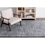 (A410) Strato Hatchure Blue Woven Shag Runner, 2x6