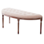 Lourdes Ivory Linen Tufted Curved Bench w/Distressed Wood Legs