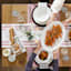 Bistro Marbled Stoneware Serving Tray with Gold Metal Handles, 20"