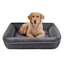 Grey Corduroy Cuffed Pet Bed, 18x22