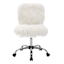 Fiona Adjustable Office Chair, White Faux Fur