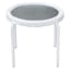 Tempered Glass Top Outdoor Wicker End Table, White