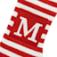 20" Red & White Striped Monogram Knit Stocking, M