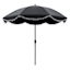 Black Crank & Tilt Round Patio Umbrella with Pom-Pom Fringe, 9'