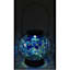 Blue Mosaic Glass Ball Lantern with Metal Handle, 8"