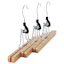3-Piece Pant Hanger with Clamp, Natural Wood