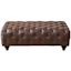 Chesterfield Tufted Brown Faux Leather Ottoman
