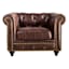 Providence Chesterfield Tufted Brown Faux Leather Rolled Accent Chair