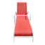 Stackable Coral Sling Patio Chaise Lounge Chair with White Frame