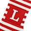 Red & White Striped Monogram Knit Stocking, L
