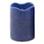 Honeybloom Set of 3 Dark Blue Wavy Top Wax LED Pillar Candles, 4"/5"/6"