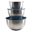 3-Piece Stainless Steel Mixing Bowls with Lids & Non-Skid Base, Blue
