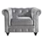 Providence Chesterfield Tufted Grey Velvet Rolled Armchair