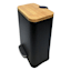 Tao Matte Black & Bamboo Rectangle Trash Can with Removable Liner, 5l