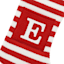 Red & White Striped Monogram Knit Stocking, E
