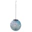 LED Iridescent Blue Glass Hanging Ball Outdoor Solar Lantern, 8"