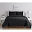 3-Piece Black Ettori Stitch Quilt Set, King