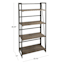 Dakota 4-Tier Black & Brown Industrial Modern Bookshelf, 49"