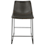 Drake Modern Industrial Faux Leather Counter Stool, Dark Grey