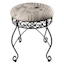 Round Metal Scroll Vanity Stool with French Script Cushion