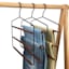 1-Pack Metal Matte Black Pant Hanger with Dark Brown Wood