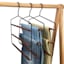 2-Piece Metal Matte Black Pant Hanger with Dark Brown Wood