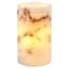 Crosby St. White Marbled Wax LED Pillar Candle with 6 Hour Timer, 4x6